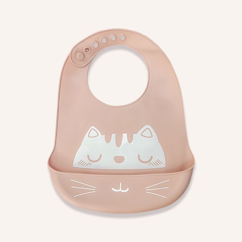 Babero de Silicona Gato Rosa