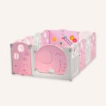 Corral interacitvo plegable de elefante para bebé Rosado