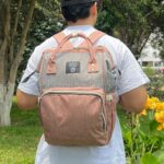 Mochila Pañalera Gray and Pink Love
